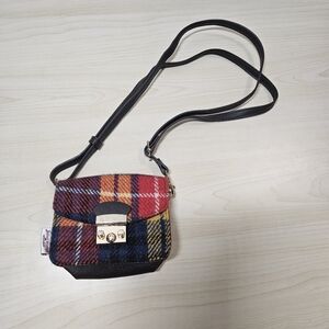 Harris Tweed CLOSSHI Small Mini Shoulder Purse Bag Cross Body Yellow / Red Plaid